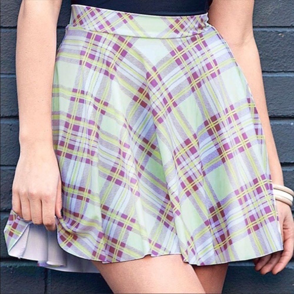 Blackmilk Pastel Plaid Skater Skirt